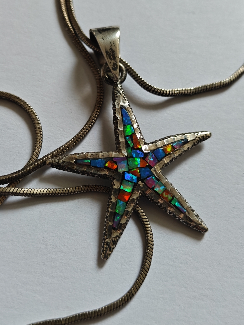 Vintage Cardenas Taxco Starfish Pendant Silver 950 Snake Chain Necklace - Picture 8 of 16